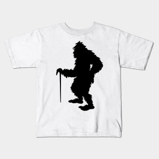 Bigfoot Elderly Senior Old Man Walking With His Crutch Kids T-Shirt